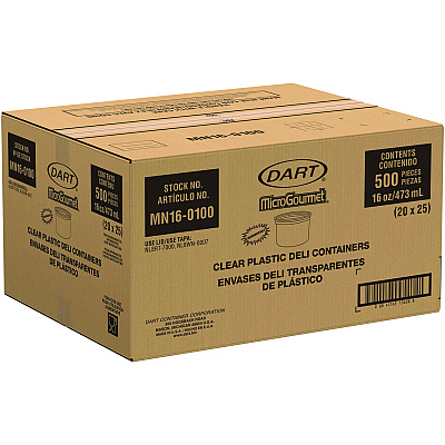 Dart MicroGourmet Food Container, 16 oz, Translucent, Plastic, 50/Pack, 10 Packs/Carton (DCCMN160100)