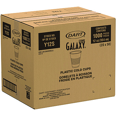Dart High-Impact Polystyrene Squat Cold Cups, 12 oz, Translucent, 50/Pack (DCCY12SPK)