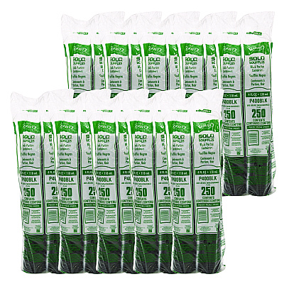 Dart Polystyrene Portion Cups, 4 oz, Black, 250/Bag, 10 Bags/Carton (DCCP400BLK)