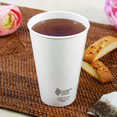 Solo Thermoguard Insulated Paper Hot Cups, 16 oz, White Sustainable Forest Print, 30/Pack (DCCDWTG16W)