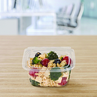 Dart ClearPac SafeSeal Tamper-Resistant/Evident Containers, Flat Lid, 16 oz, 4.9 x 2.5 x 5.5, Clear, Plastic, 100/Bag, 2 Bags/CT (DCCCH16DEF)