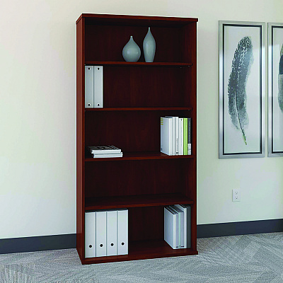 Bush Series C Collection Bookcase, Five-Shelf, 35.63w x 15.38d x 72.78h, Hansen Cherry (BSHWC24414)