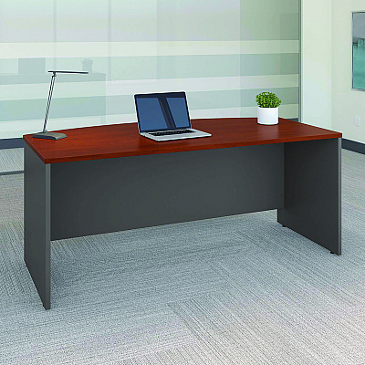 Bush Series C Collection Bow Front Desk, 71.13" x 36.13" x 29.88", Hansen Cherry/Graphite Gray (BSHWC24446)