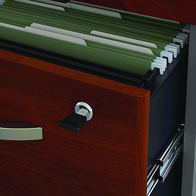 Bush Series C Mobile Pedestal File, Left/Right, 3-Drawers: Box/Box/File, Legal/Letter/A4/A5, Cherry/Gray, 15.75" x 20.25" x 27.88" (BSHWC24453SU)