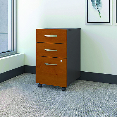 Bush Series C Mobile Pedestal File, Left/Right, 3-Drawers: Box/Box/File, Legal/Letter/A4/A5, Cherry/Gray, 15.75" x 20.25" x 27.88" (BSHWC72453SU)