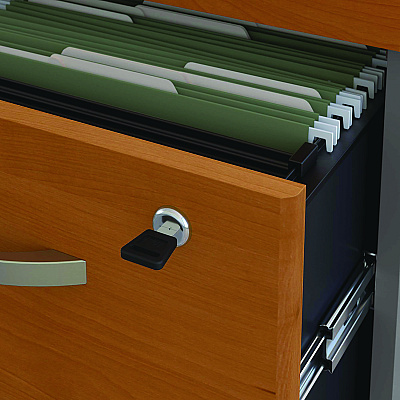 Bush Series C Mobile Pedestal File, Left/Right, 3-Drawers: Box/Box/File, Legal/Letter/A4/A5, Cherry/Gray, 15.75" x 20.25" x 27.88" (BSHWC72453SU)
