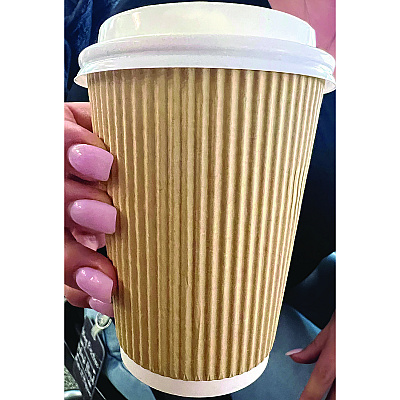 Karat Ripple Hot Cups, 12 oz, Kraft/White, 500/Carton (KRTCKRC512)