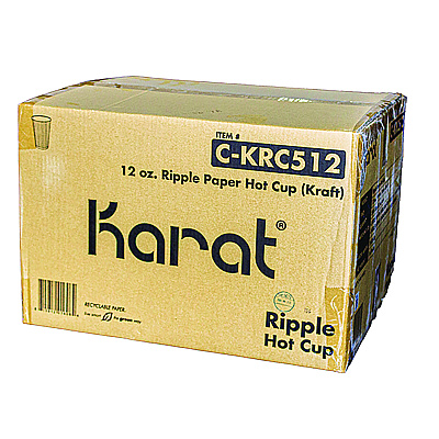 Karat Ripple Hot Cups, 12 oz, Kraft/White, 500/Carton (KRTCKRC512)