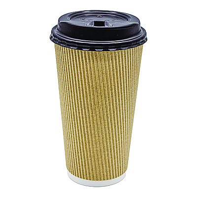 Karat Ripple Hot Cups, 20 oz, Kraft/White, 500/Carton (KRTCKRC520)
