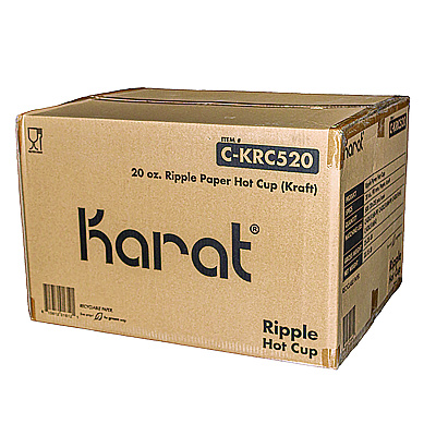Karat Ripple Hot Cups, 20 oz, Kraft/White, 500/Carton (KRTCKRC520)