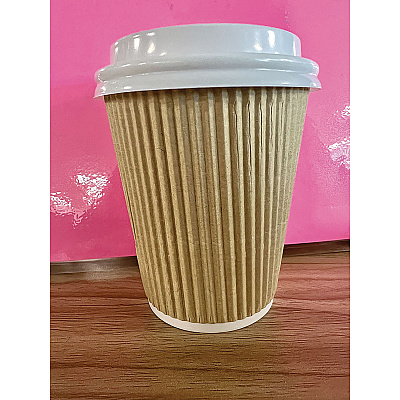 Karat Ripple Hot Cups, 8 oz, Kraft/White, 500/Carton (KRTCKRC508)