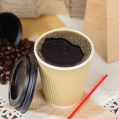 Karat Ripple Hot Cups, 8 oz, Kraft/White, 500/Carton (KRTCKRC508)