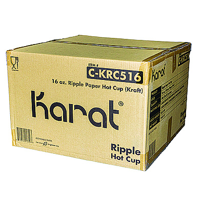 Karat Ripple Hot Cups, 16 oz, Kraft/White, 500/Carton (KRTCKRC516)