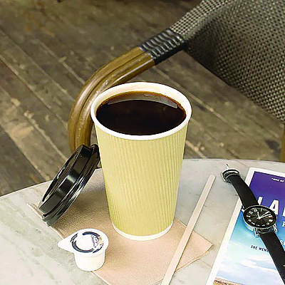 Karat Ripple Hot Cups, 16 oz, Kraft/White, 500/Carton (KRTCKRC516)