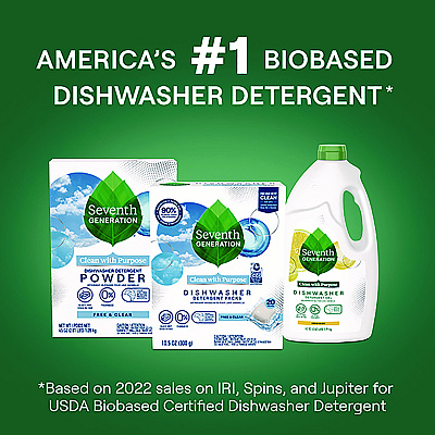Seventh Generation Natural Automatic Dishwasher Detergent Packs, Free and Clear, 45 Powder Packets/Box (SEV45180EA)