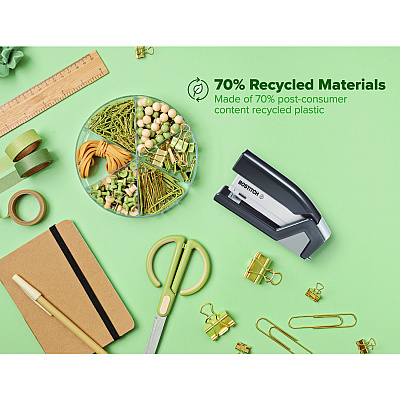 Bostitch InJoy One-Finger 3-in-1 Eco-Friendly Compact Stapler, 20-Sheet Capacity, Black (ACI1510)