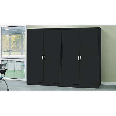 Tennsco Jumbo Combination Steel Storage Cabinet, 48w x 24d x 78h, Black (TNNJ2478SUCBK)