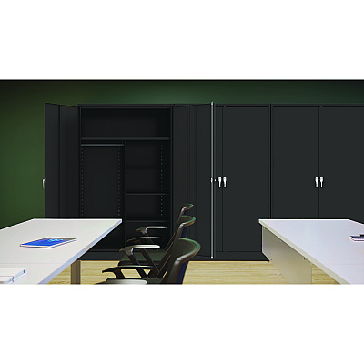 Tennsco Jumbo Combination Steel Storage Cabinet, 48w x 24d x 78h, Black (TNNJ2478SUCBK)