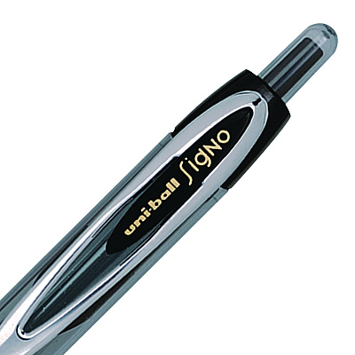 uniball Signo 207 Gel Pen, Retractable, Fine 0.5 mm, Black Ink, Smoke/Black Barrel, 4/Pack (UBC61270)