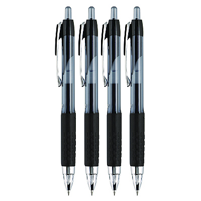 uniball Signo 207 Gel Pen, Retractable, Fine 0.5 mm, Black Ink, Smoke/Black Barrel, 4/Pack (UBC61270)