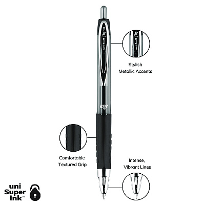uniball Signo 207 Gel Pen, Retractable, Medium 0.7 mm, Assorted Ink and Barrel Colors, 5/Pack (SAN261221)