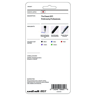 uniball Signo 207 Gel Pen, Retractable, Medium 0.7 mm, Assorted Ink and Barrel Colors, 5/Pack (SAN261221)