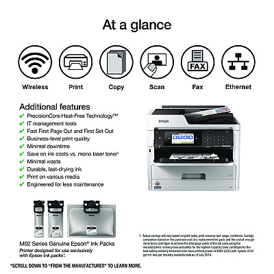 Epson WorkForce Pro WF-M5799 Inkjet Multifunction Printer, Copy/Fax/Print/Scan (EPSC11CG04201)