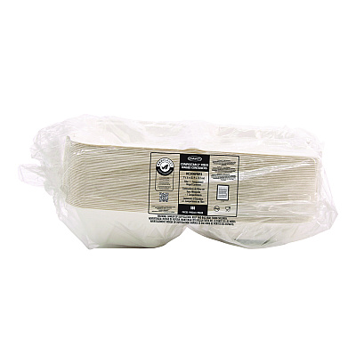 Dart Compostable Fiber Hinged Containers, ProPlanet Seal, 6.34 x 9.06 x 1.97, Ivory, Molded Fiber, 200/Carton (DCCHC206FBR1)