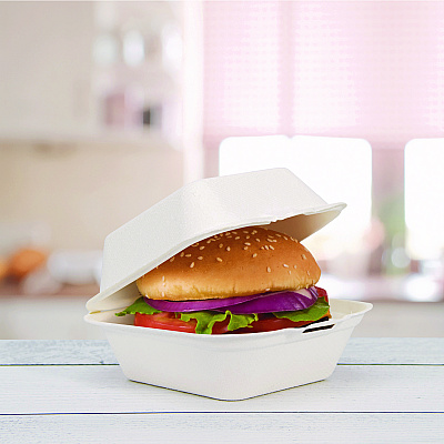 Dart Compostable Fiber Hinged Trays, ProPlanet Seal, 5.9 x 6.08 x 1.83, Ivory, Molded Fiber, 500/Carton (DCCHC6FBR1)