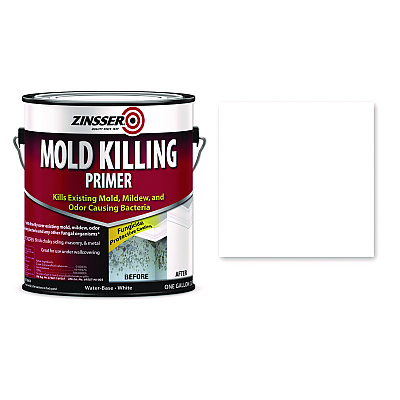 Zinsser Mold Killing Primer, Interior/Exterior, Flat White, 1 gal Bucket/Pail, 2/Carton (RST276049CT)