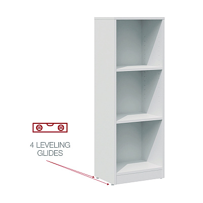 Workspace by Alera Three-Shelf Narrow-Footprint Bookcase, 15.75" x 11.42" x 44.33", White (ALEWS161248WT)