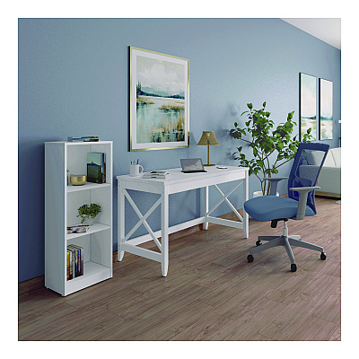 Workspace by Alera Three-Shelf Narrow-Footprint Bookcase, 15.75" x 11.42" x 44.33", White (ALEWS161248WT)