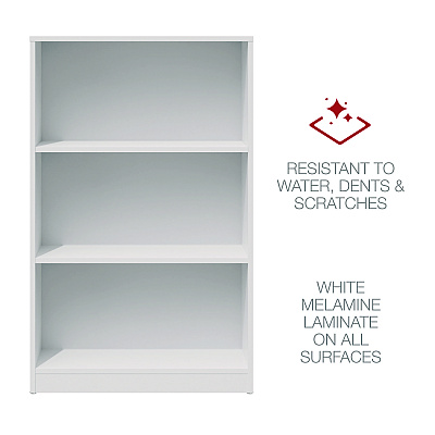 Workspace by Alera Three-Shelf Bookcase, 27.56" x 11.42" x 44.33", White (ALEWS281248WT)