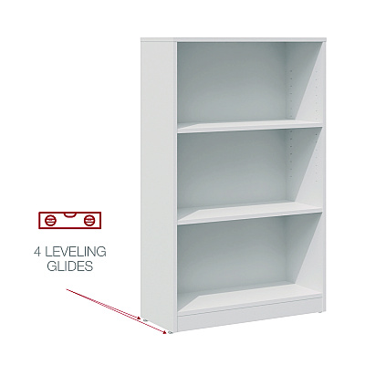 Workspace by Alera Three-Shelf Bookcase, 27.56" x 11.42" x 44.33", White (ALEWS281248WT)