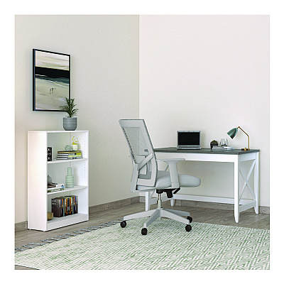 Workspace by Alera Three-Shelf Bookcase, 27.56" x 11.42" x 44.33", White (ALEWS281248WT)