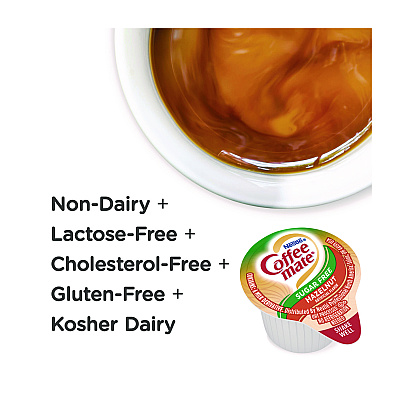 Coffee-mate Liquid Coffee Creamer, Zero Sugar Hazelnut, 0.38 oz Mini Cups, 50/Box, 4 Boxes/Carton (NES98468CT)