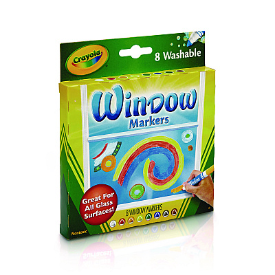 Crayola Washable Window FX Marker, Broad Bullet Tip, Assorted Colors, 8/Pack (CYO588165)