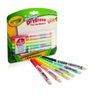 Crayola Tank Dry Erase Markers, Fine Bullet Tip, Assorted Colors, 6/Pack (CYO985906)