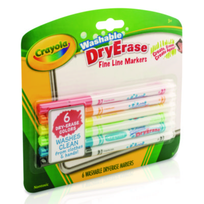 Crayola Tank Dry Erase Markers, Fine Bullet Tip, Assorted Colors, 6/Pack (CYO985906)