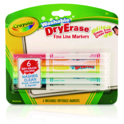 Crayola Tank Dry Erase Markers, Fine Bullet Tip, Assorted Colors, 6/Pack (CYO985906)