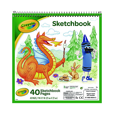 Crayola Animal Animations Wirebound Sketchpad, Unruled, Gold/Green Cover, 40 White 9 x 9 Sheets (CYO993404)