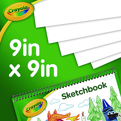Crayola Animal Animations Wirebound Sketchpad, Unruled, Gold/Green Cover, 40 White 9 x 9 Sheets (CYO993404)