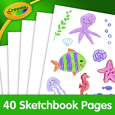 Crayola Animal Animations Wirebound Sketchpad, Unruled, Gold/Green Cover, 40 White 9 x 9 Sheets (CYO993404)