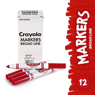 Crayola Bulk Broad Line Marker, Broad Bullet Tip, Red, 12/Box (CYO587700038)
