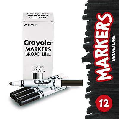 Crayola Bulk Broad Line Marker, Broad Bullet Tip, Black, 12/Box (CYO587700051)