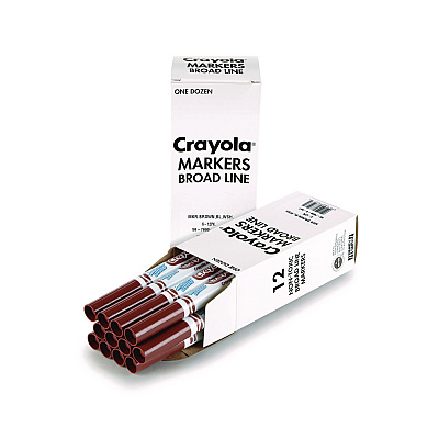 Crayola Broad Line Washable Markers, Broad Bullet Tip, Brown, 12/Box (CYO587800007)