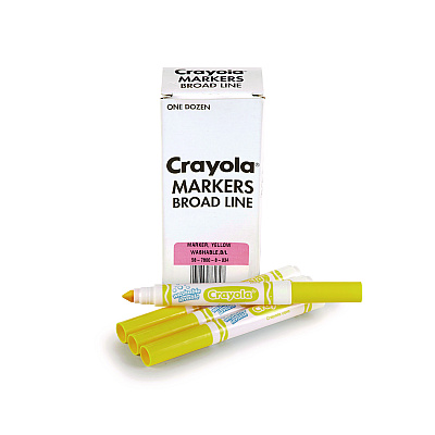 Crayola Broad Line Washable Markers, Broad Bullet Tip, Yellow, 12/Box (CYO587800034)
