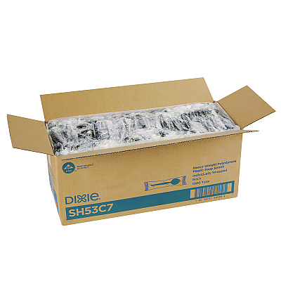 Dixie Individually Wrapped Heavyweight Soup Spoons, Polystyrene, Black, 1,000/Carton (DXESH53C7)
