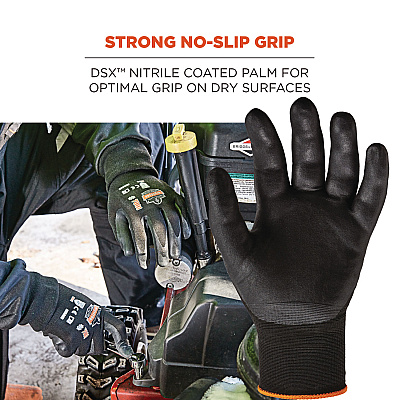 ergodyne ProFlex 7001 Nitrile-Coated Gloves, Black, X-Small, 12 Pairs (EGO17851)