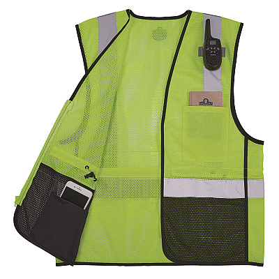 ergodyne GloWear 8210Z Hi-Vis Class 2 Mesh Vest, Small to Medium, Lime (EGO23013)